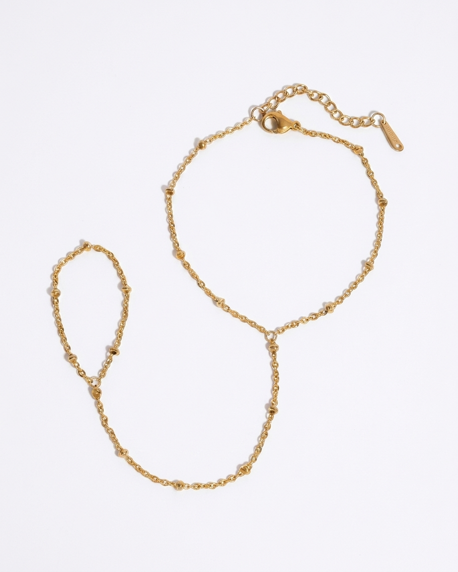 Dot Hand Chain Bracelet - Gold