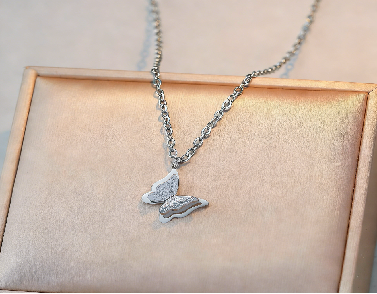 Love Self Butterfly Necklace - Silver
