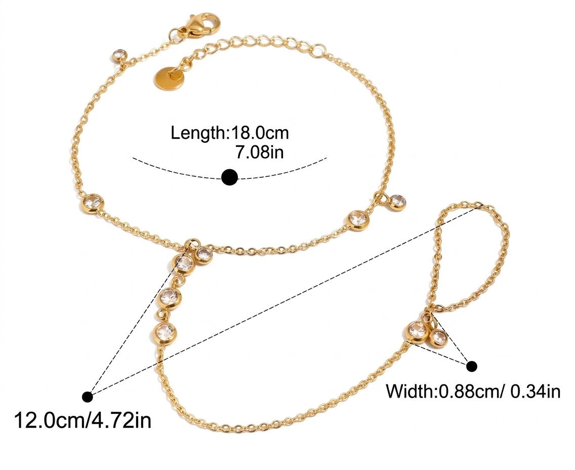 Crystal Hand Chain Bracelet - Gold