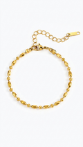 Ayla - Oval & Bead pattern Bracelet - Gold