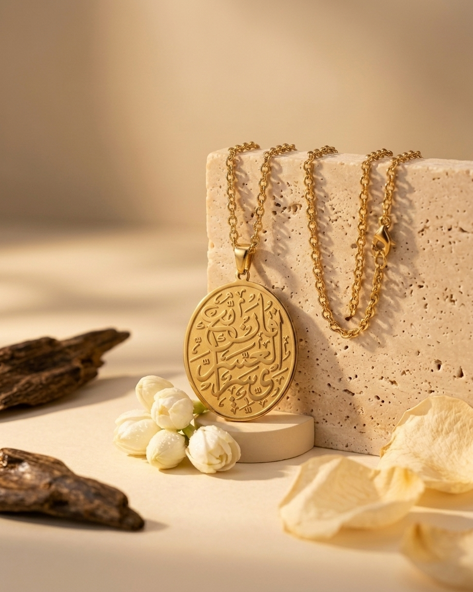 With Hardship Comes Ease Necklace - Gold